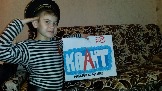 Евгений Кипоренко, 10 лет. Логотип выполнен из бумажных салфеток и цветной бумаги на элементах стекла